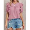 imageCicy Bell Womens Summer Top Ruffle Short Sleeve Lace Crochet Shirt Dressy Casual Loose Tunic BlousePink