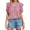 imageCicy Bell Womens Summer Top Ruffle Short Sleeve Lace Crochet Shirt Dressy Casual Loose Tunic BlousePink