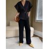 imageCicy Bell Womens Trendy V Neck Tops Shirts Short Sleeve Button Down Slim Waist Summer BlousesBlack