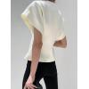 imageCicy Bell Womens Trendy V Neck Tops Shirts Short Sleeve Button Down Slim Waist Summer BlousesWhite