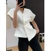 imageCicy Bell Womens Trendy V Neck Tops Shirts Short Sleeve Button Down Slim Waist Summer BlousesWhite