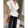 imageCicy Bell Womens Trendy V Neck Tops Shirts Short Sleeve Button Down Slim Waist Summer BlousesWhite