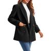 imageCicy Bell Womens Winter Pea Coat Casual Double Breasted Lapel Trench Coat Mid Long Blazer JacketBlack