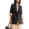imageCicy Bell Womens Winter Pea Coat Casual Double Breasted Lapel Trench Coat Mid Long Blazer JacketBlack