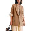 imageCicy Bell Womens Winter Pea Coat Casual Double Breasted Lapel Trench Coat Mid Long Blazer JacketCamel