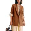 imageCicy Bell Womens Winter Pea Coat Casual Double Breasted Lapel Trench Coat Mid Long Blazer JacketCaramel Colour