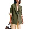 imageCicy Bell Womens Winter Pea Coat Casual Double Breasted Lapel Trench Coat Mid Long Blazer JacketGreen