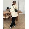 imageCicy Bell Womens Wool Pea Coats Fall Oversized Collarless Blazer Jackets Double Breasted Mid Length Trench CoatBeige