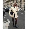 imageCicy Bell Womens Wool Pea Coats Fall Oversized Collarless Blazer Jackets Double Breasted Mid Length Trench CoatBeige