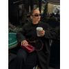 imageCicy Bell Womens Wool Pea Coats Fall Oversized Collarless Blazer Jackets Double Breasted Mid Length Trench CoatBlack