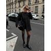 imageCicy Bell Womens Wool Pea Coats Fall Oversized Collarless Blazer Jackets Double Breasted Mid Length Trench CoatBlack