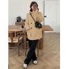 imageCicy Bell Womens Wool Pea Coats Fall Oversized Collarless Blazer Jackets Double Breasted Mid Length Trench CoatKhaki