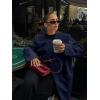imageCicy Bell Womens Wool Pea Coats Fall Oversized Collarless Blazer Jackets Double Breasted Mid Length Trench CoatNavy
