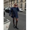 imageCicy Bell Womens Wool Pea Coats Fall Oversized Collarless Blazer Jackets Double Breasted Mid Length Trench CoatNavy