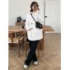 imageCicy Bell Womens Wool Pea Coats Fall Oversized Collarless Blazer Jackets Double Breasted Mid Length Trench CoatWhite