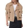 imageCicy Bell Womens Cropped Trench Coat Double Breasted Notched Lapel Pea Coats Wool Blend Jacket OuterwearCamel