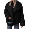 imageCicy Bell Womens Faux Fur Coat Winter Shaggy Casual Oversized Lapel Jackets Warm Fuzzy OuterwearBlack
