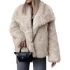 imageCicy Bell Womens Faux Fur Coat Winter Shaggy Casual Oversized Lapel Jackets Warm Fuzzy OuterwearKhaki