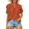 imageCicy Bell Womens Summer Top Ruffle Short Sleeve Lace Crochet Shirt Dressy Casual Loose Tunic BlouseBrick Red