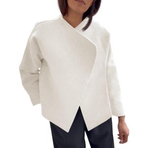 imageCicy Bell Womens Cropped Winter Pea Coats Business Casual Open Front Cardigan Jackets OuterwearBeige