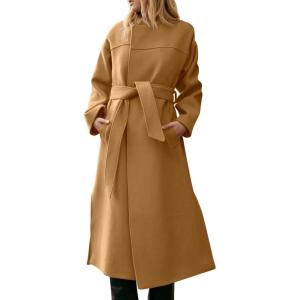 imageCicy Bell Womens Long Winter Pea Coats Oversized Warm Open Front Overcoats Jackets with BeltCamel