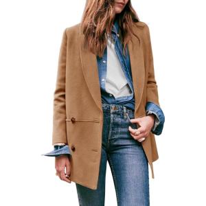 imageCicy Bell Womens Winter Pea Coat Casual Double Breasted Lapel Trench Coat Mid Long Blazer JacketCamel