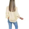 imageCicy Bell Womens 34 Bell Sleeve Button Down Shirts Casual Ruffle Hem Tops Eyelet BlouseBeige