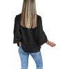 imageCicy Bell Womens 34 Bell Sleeve Button Down Shirts Casual Ruffle Hem Tops Eyelet BlouseBlack
