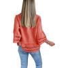 imageCicy Bell Womens 34 Bell Sleeve Button Down Shirts Casual Ruffle Hem Tops Eyelet BlouseOrange