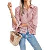 imageCicy Bell Womens 34 Bell Sleeve Button Down Shirts Casual Ruffle Hem Tops Eyelet BlousePink