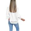 imageCicy Bell Womens 34 Bell Sleeve Button Down Shirts Casual Ruffle Hem Tops Eyelet BlouseWhite