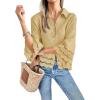 imageCicy Bell Womens 34 Bell Sleeve Button Down Shirts Casual Ruffle Hem Tops Eyelet BlouseYellow