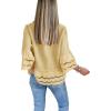 imageCicy Bell Womens 34 Bell Sleeve Button Down Shirts Casual Ruffle Hem Tops Eyelet BlouseYellow