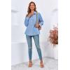 imageCicy Bell Womens Button Down Shirts Collared V Neck Long Sleeve Peplum Tiered Blouse TopsBlue