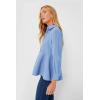imageCicy Bell Womens Button Down Shirts Collared V Neck Long Sleeve Peplum Tiered Blouse TopsBlue