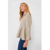 imageCicy Bell Womens Button Down Shirts Collared V Neck Long Sleeve Peplum Tiered Blouse TopsLight Khaki
