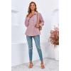 imageCicy Bell Womens Button Down Shirts Collared V Neck Long Sleeve Peplum Tiered Blouse TopsPink