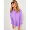 imageCicy Bell Womens Button Down Shirts Collared V Neck Long Sleeve Peplum Tiered Blouse TopsPurple