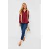 imageCicy Bell Womens Button Down Shirts Collared V Neck Long Sleeve Peplum Tiered Blouse TopsRed