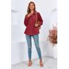 imageCicy Bell Womens Button Down Shirts Collared V Neck Long Sleeve Peplum Tiered Blouse TopsRed