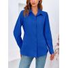 imageCicy Bell Womens Button Down Shirts Collared V Neck Long Sleeve Peplum Tiered Blouse TopsRoyal Blue