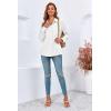 imageCicy Bell Womens Button Down Shirts Collared V Neck Long Sleeve Peplum Tiered Blouse TopsWhite
