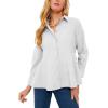 imageCicy Bell Womens Button Down Shirts Collared V Neck Long Sleeve Peplum Tiered Blouse TopsWhite