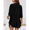 imageCicy Bell Womens Button Down Shirts V Neck Half Sleeve Tops Side Tie Knot BlouseBlack