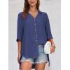 imageCicy Bell Womens Button Down Shirts V Neck Half Sleeve Tops Side Tie Knot BlouseBlue