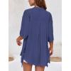 imageCicy Bell Womens Button Down Shirts V Neck Half Sleeve Tops Side Tie Knot BlouseBlue