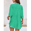 imageCicy Bell Womens Button Down Shirts V Neck Half Sleeve Tops Side Tie Knot BlouseGreen