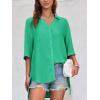 imageCicy Bell Womens Button Down Shirts V Neck Half Sleeve Tops Side Tie Knot BlouseGreen