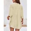 imageCicy Bell Womens Button Down Shirts V Neck Half Sleeve Tops Side Tie Knot BlouseKhaki