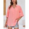 imageCicy Bell Womens Button Down Shirts V Neck Half Sleeve Tops Side Tie Knot BlousePink
